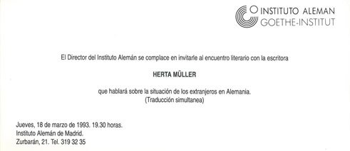 Invitación Herta Müller