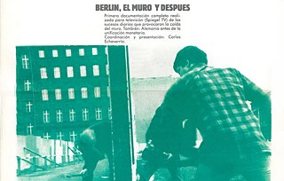 El muro, serie de TV proyectada en el auditorio del Goethe Institut, Detalle de la revista mensual del GI. 1990.