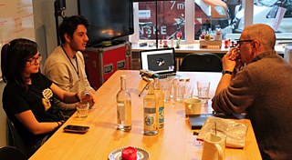 Charly and Kaan with Thomas Feibel at the Tincon Office