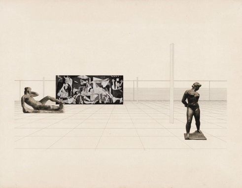 Ludwig Mies van der Rohe | Museo para una ciudad pequeña, 1942-43. Perspectiva interior. Nueva York, Museo de Arte Moderno (MoMA) Archivo Mies van der Rohe Archive