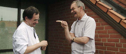 Gerhard Steidl (links) und Martin Parr (rechts) im Gespräch