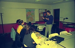 Clase de alemán en el Goethe-Institut. 2000.