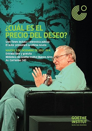 Afiche promocional. Uwe Timm en la biblioteca del Goethe-Institut. 2013