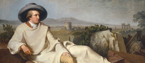 "Goethe in der Campagna" von Johann Heinrich Wilhelm Tischbein, 1787. | Neu abphotographiert im Städel-Museum Frankfurt von Martin Kraft, vorher: The Yorck Project: 10.000 Meisterwerke der Malerei. DVD-ROM, 2002. © Gemeinfrei