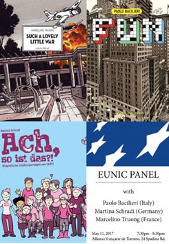 EUNIC Panel mit Martina Schradi, Marcelino Truong und Paolo Bacilieri