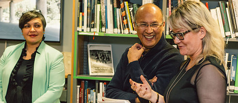 Dr. Deepali Dewan (ROM), Prof. Gerald McMaster (OCADU), and Goethe-Institut Toronto's Program Curator, Jutta Brendemühl, during Culture talks @ Goethe: Photography & the Exotic Other 