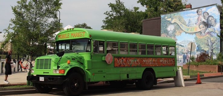 Arcadia’s Mobile Market setting up to sell produce at LeDroit Park in Washington, DC. 