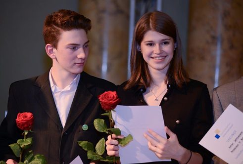 Die tschechischen Landessieger 2015 Iva Lambová aus Brünn und František Posolda aus Prag