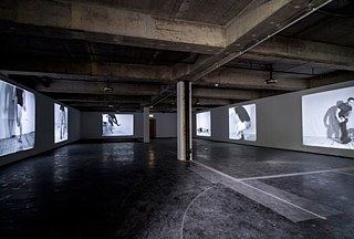 “Realism” (Realismo) de Artur Żmijewski (Polonia). Instalación con videos, exhibida en la Neue Neue Galerie (Neue Hauptpost), Kassel.
