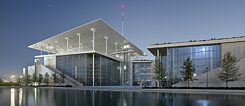 The building complex, Esplanade and artificial canal go to make up the SNFCC Cultural Center in Athens 