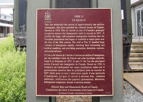 Memorial plaque at Pier 21