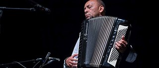 Lácides Romero con su acordeón