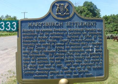 Commemorative plaque in Marysburgh 