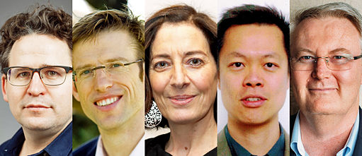 L to R: Wolfram Eilenberger, Fritz Breithaupt, Paula Aboud, Kean Wong, Simon Longstaff