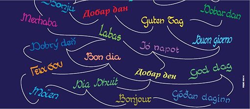 "Guten Tag" in vielen europäischen Sprachen