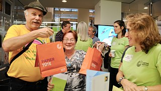 Happy guests with goodie bag