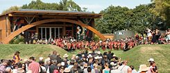 Like a scene in a movie: the official opening of Tūhoe Te Kura whare in 2014.