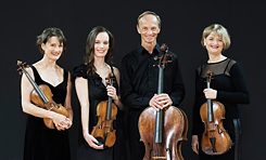 NEW ZEALAND STRING QUARTET - Portrait. The musicians are shown with their instruments.