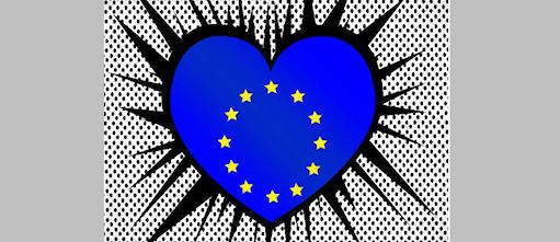 Étoiles de l'Europe sur un cœur bleu