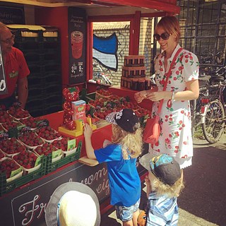 Getting our daily strawberry fix.