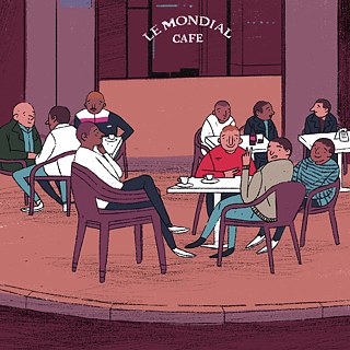 Des gens d'origines différentes se rencontrent au Mondial Café.