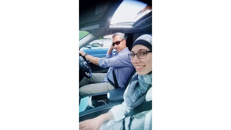 Auf dem Weg nach Hause mit Papa