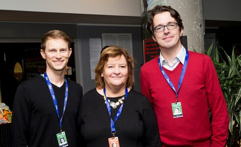 Regisseur Oliver Kienle (v. l.), Festivaldirektorin Tiina Lokk-Tramberg und Produzent Markus Reinecke