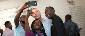 Wolfgang Tillmans at the exhibition opening on 12 January 2018 at the Musée d’Art Contemporain et Multimédias in Kinshasa.