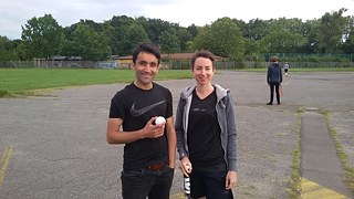 Playing cricket at Tempelhofer Feld with a Commonwealth crew from Australia, Pakistan, New Zealand and India.