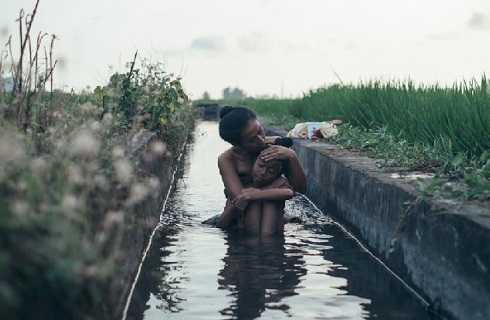 Taking a bath