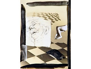 Recuerdos, 2003. Tinta, goauche y collage sobre papel, 40 x 55 cm