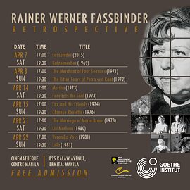Rainer Werner Fassbinder Retrospective Manila Schedule