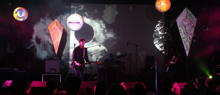 Opposite Sex performing live, with visuals by Erica Sklenars
