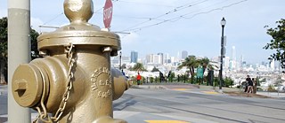 The silent hero of Mission District: the Golden Fire Hydrant.
