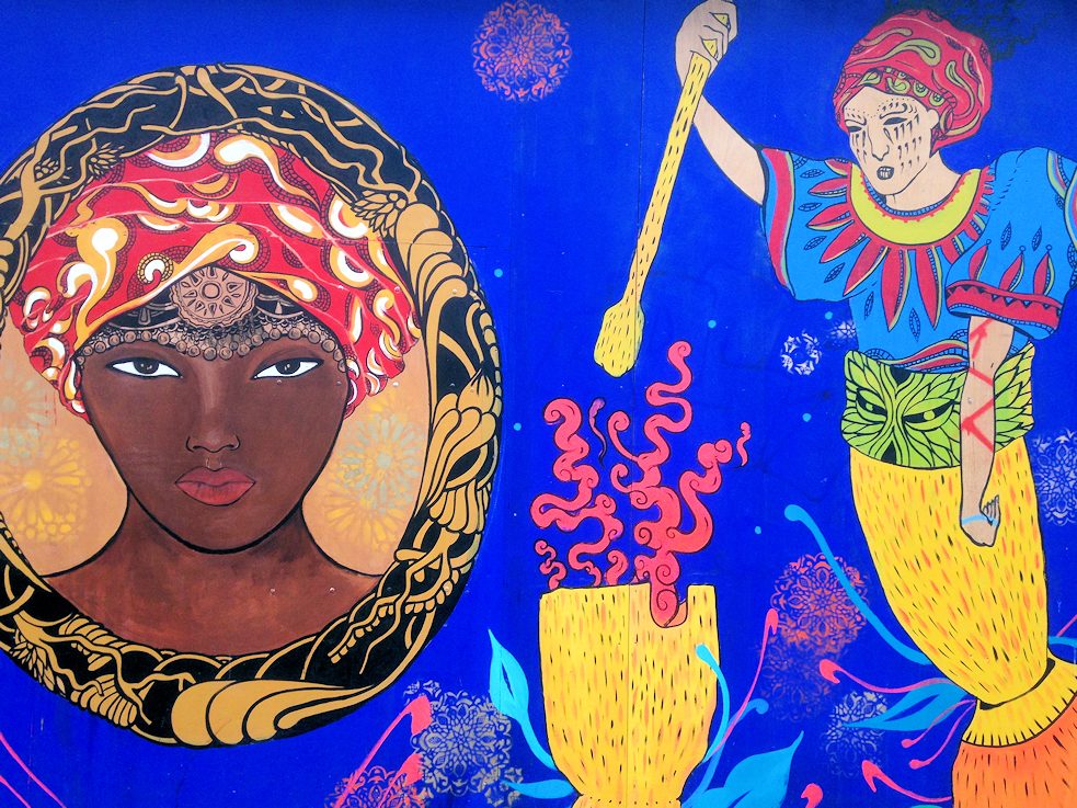 Hier das Symbol der Hexe, die in der Öko-Feminismus-Bewegung eine wichtige Rolle spielt.