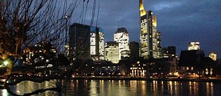 Frankfurt river & lights at night