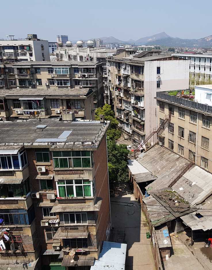 Straße und Wohnhauser in Zhuzhou