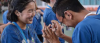 The students get to know each other in various competitions.