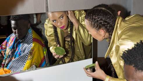 Last glance in the mirror before the show.