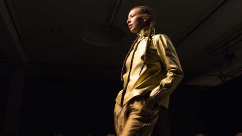 On the runway.
