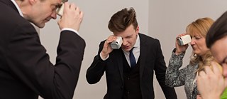 Visitors at the vernissage in Moskow.