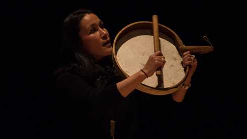 Varna Marianne Nielsen from Greenland plays the drum.