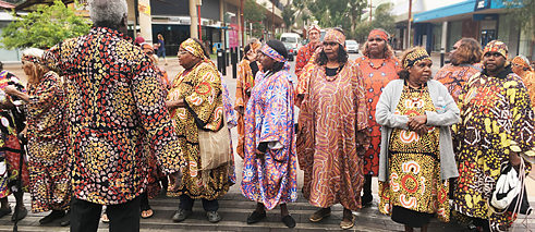 The Central Australian Aboriginal Women’s Choir at the Desert Song Festival 2017 in Alice Springs.