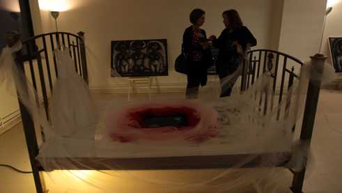 Exhibition at the Mina-Festival: Installation “Marriage Contract“ from Raed Zeno.