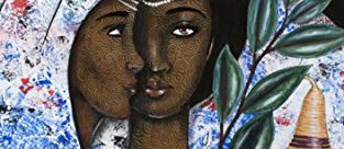 painted image with two women