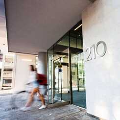 The entry of Artscape Lofts at 210 Simcoe