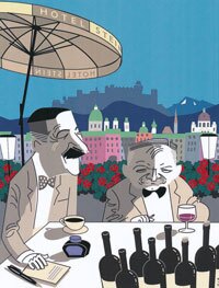 Joseph Roth (rechts) auf der Terasse des Hotel Stein