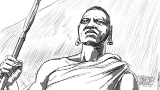 A drawing for „Der Schädel des Mangi Meli“