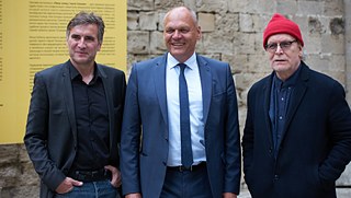 Mischa Kuball, Johannes Ebert and Alfons Hug at the opening