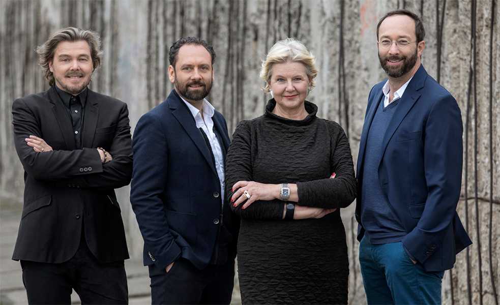 The German pavilion curators (from left to right): Lars Krückeberg, Thomas Willemeit, Marianne Birthler and Wolfram Putz.